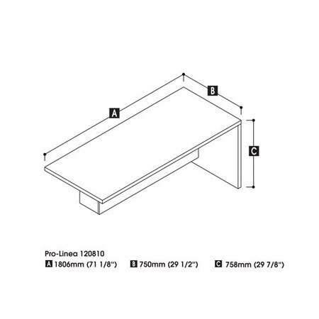 Bestar Pro-Linea 72W Return Table, Walnut Grey 120810-000035